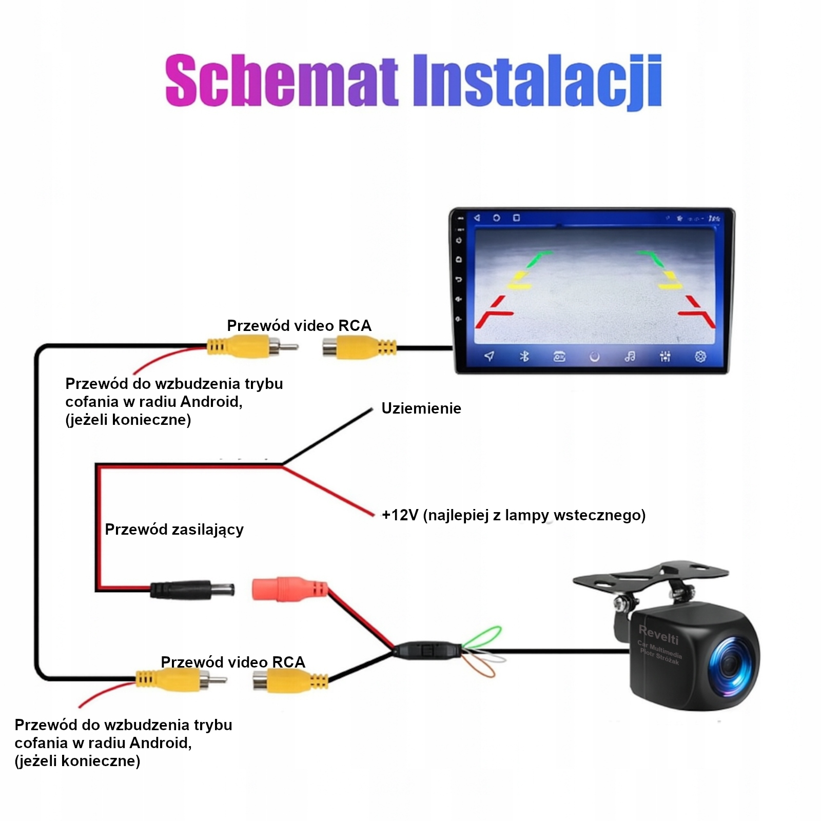 Kamera cofania do radia Android / CCD / 720p / 12 LED / nocna wizja IP67 - obrazek 7