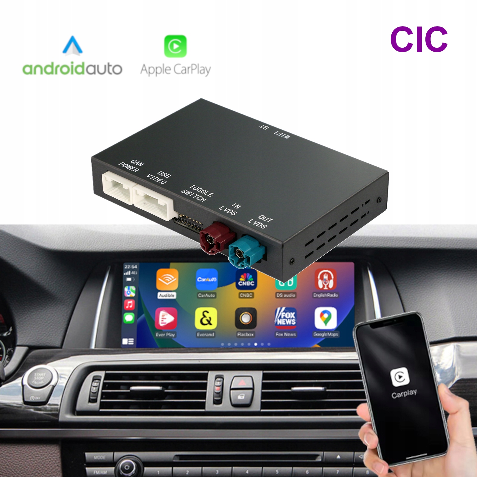 Moduł Carplay Android Auto do BMW z systemem CIC Seria 1 3 5 X1 X3 X4 X5 X6